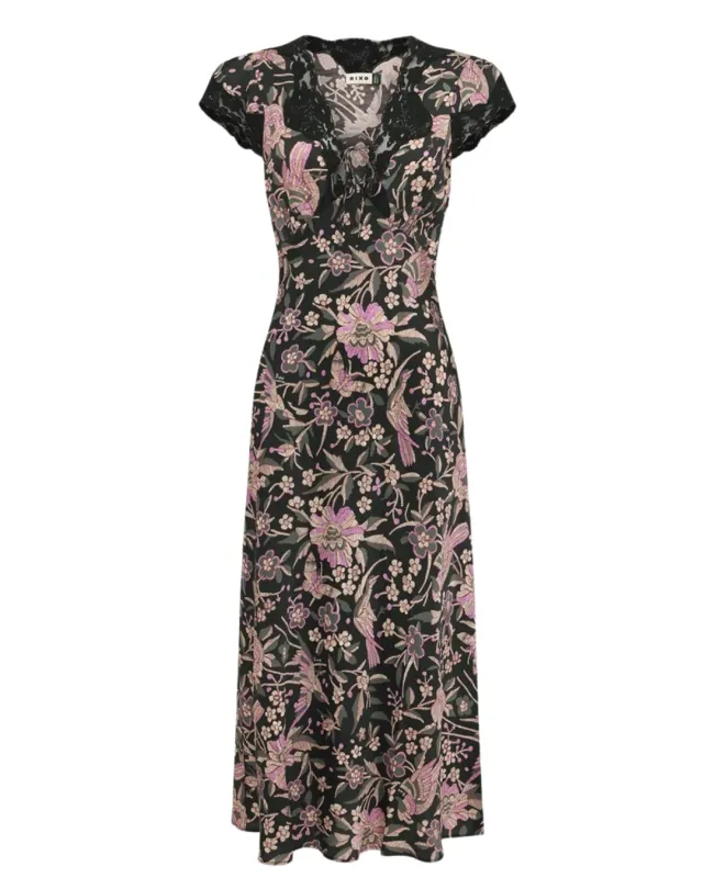 Rixo Amari Dress Kyoto Floral Black