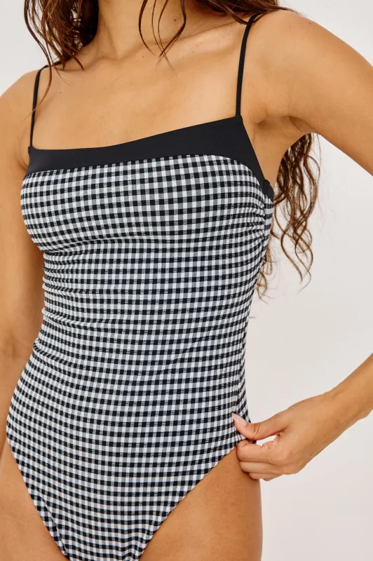 RAILS MARBELLA ONE PIECE BLACK WHITE GINGHAM