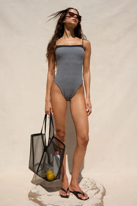 RAILS MARBELLA ONE PIECE BLACK WHITE GINGHAM