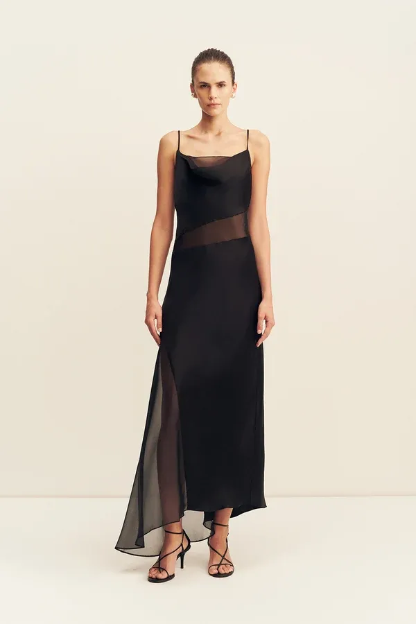 Shona Joy Iza Asymmetrical Draped Maxi Dress