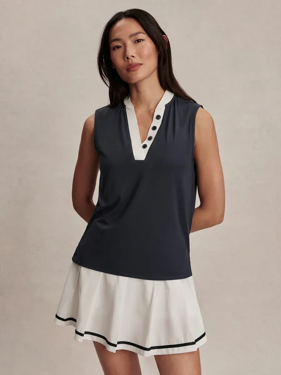 Varley shelby performance tank blue nights / white