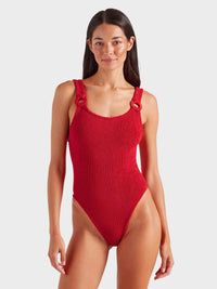 HUNZA G DOMINO SWIM W/FABRIC COVERED HOOPS - RED