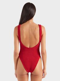 HUNZA G DOMINO SWIM W/FABRIC COVERED HOOPS - RED