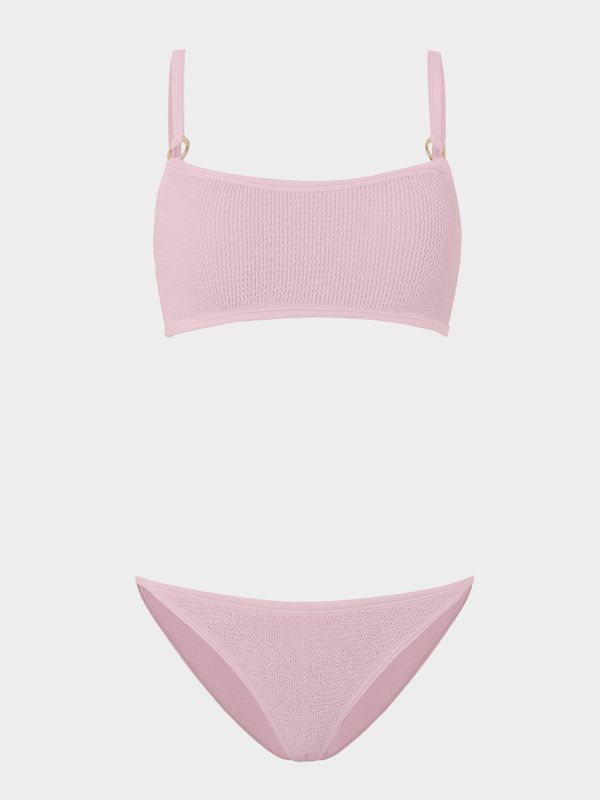HUNZA G IRIS 2 PC BIKINI W/GOLD HOOPS BALLET PINK