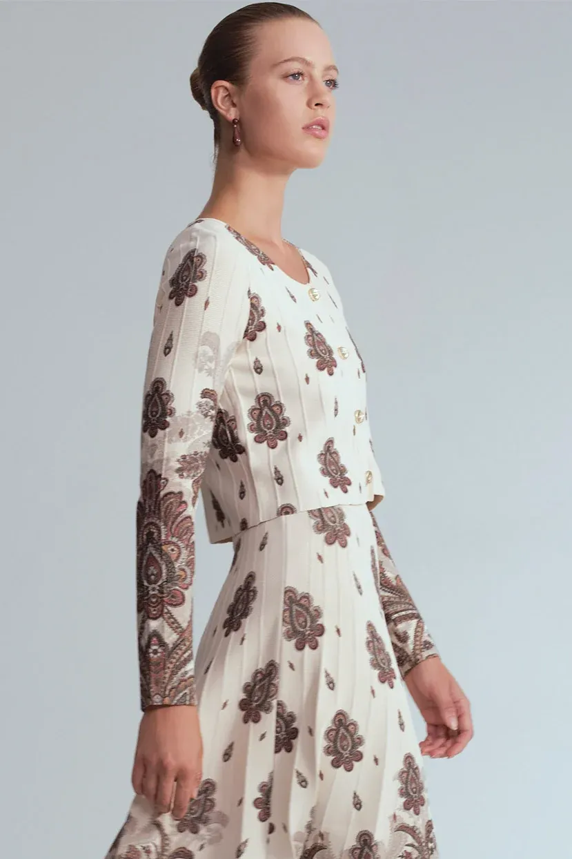 Cara Cara Rose Cardigan Castle Paisley Ivory