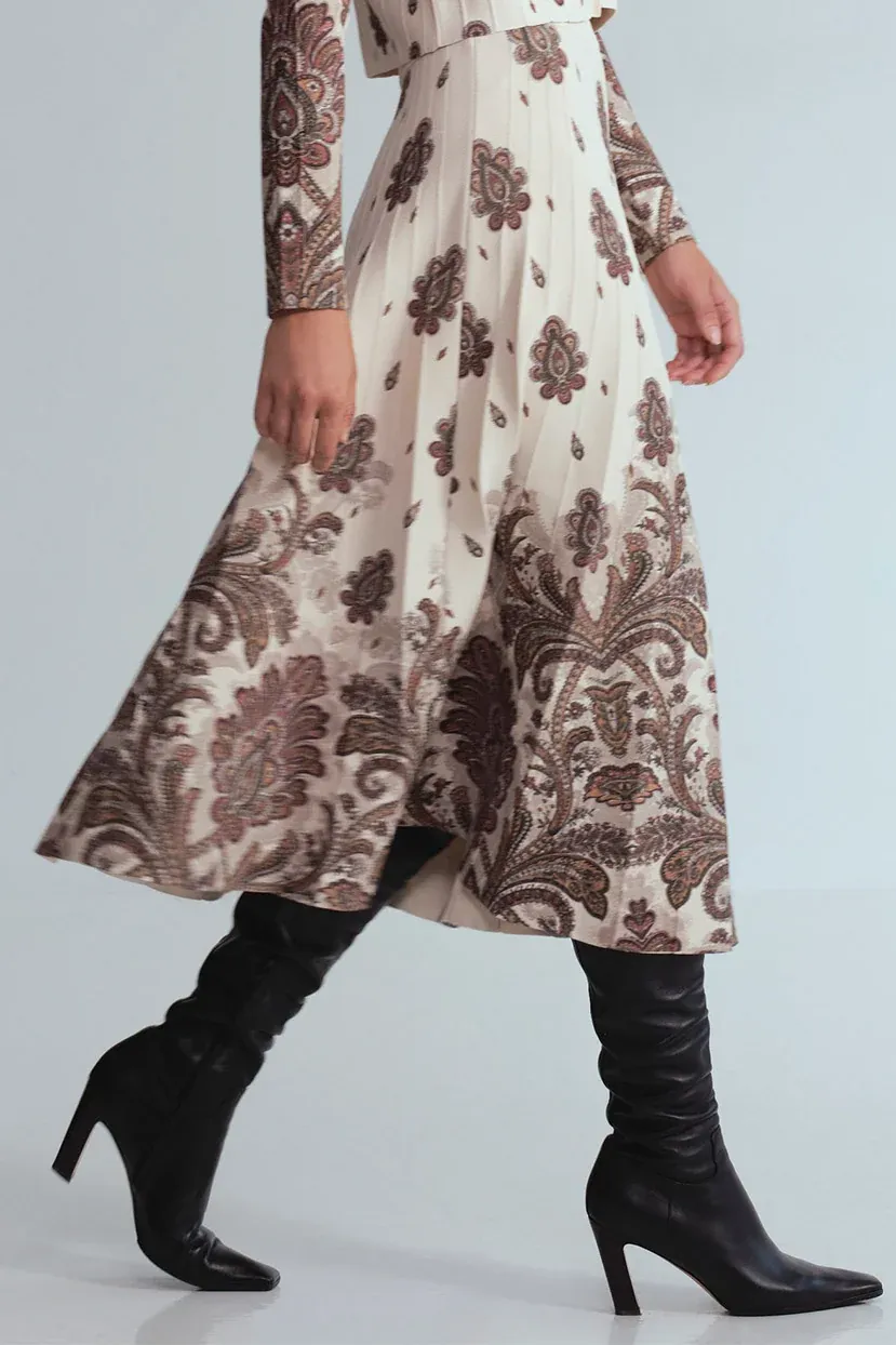 Cara Cara Tavira Skirt  Castle Paisley Ivory