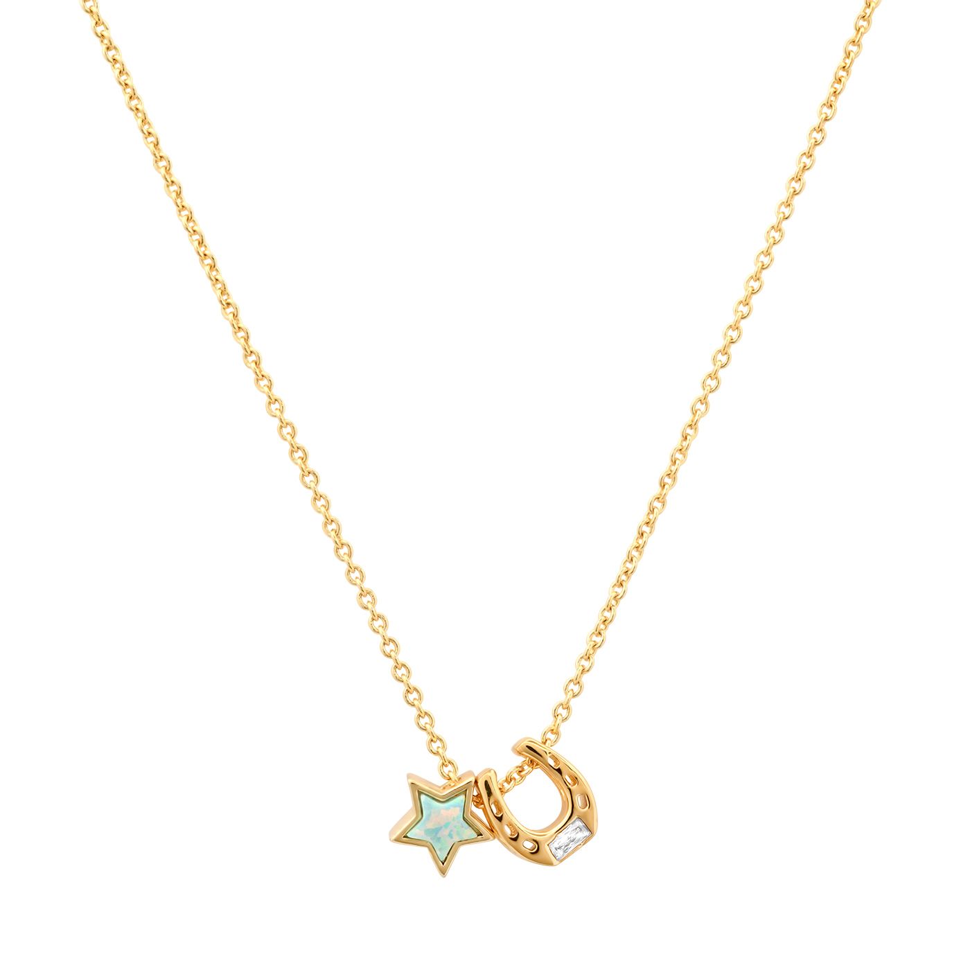 Tai Star and Horseshoe Pendant Necklace Gold