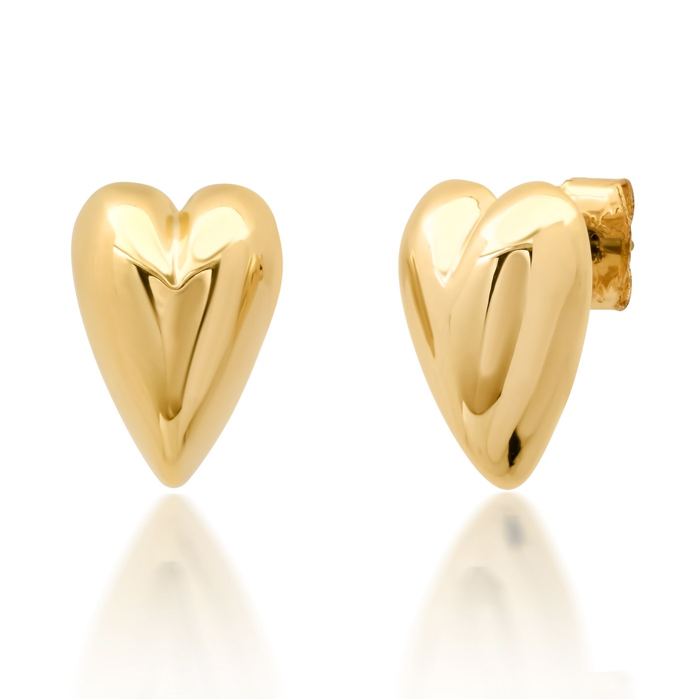 Tai Puffy Heart Studs Gold