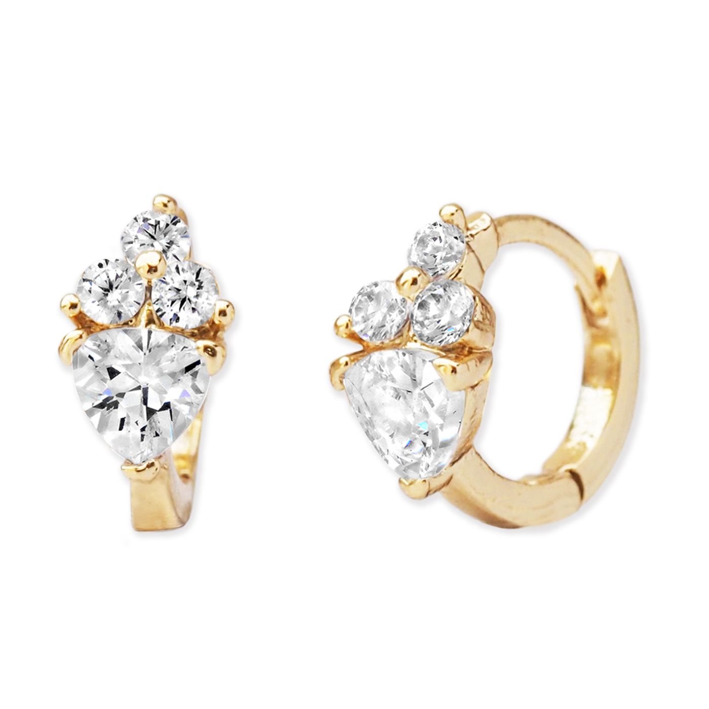 Tai GOLD huggie w/ mixed shaped CZ's
