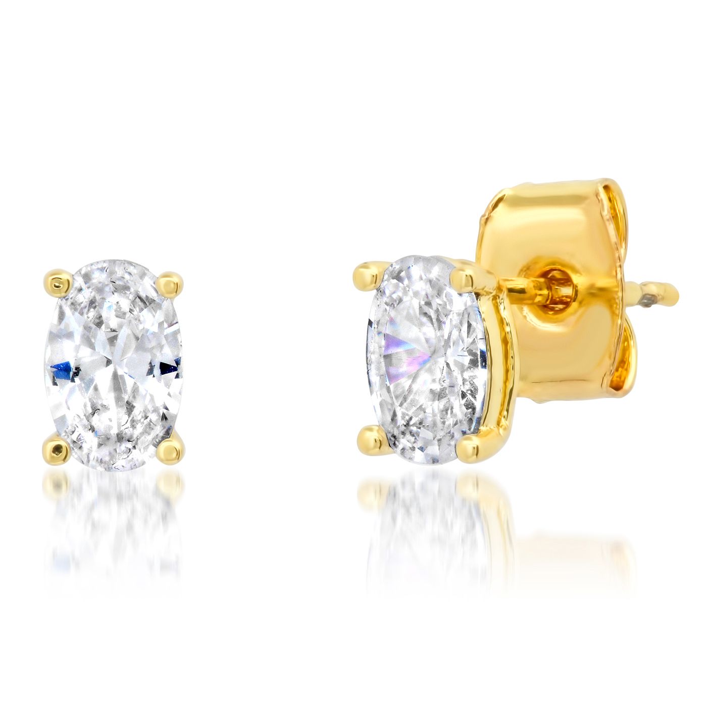 Tai Oval CZ Stud Gold