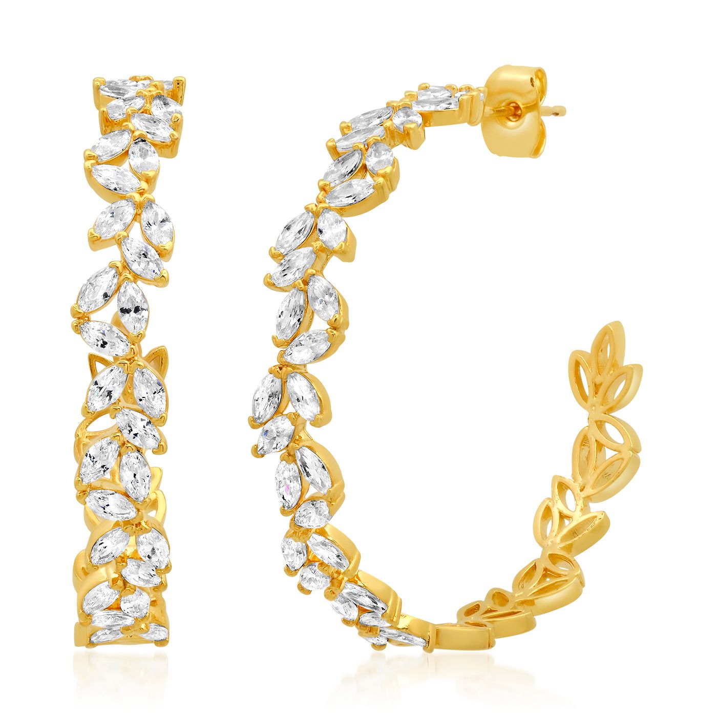 Tai Leaf CZ Hoops Gold