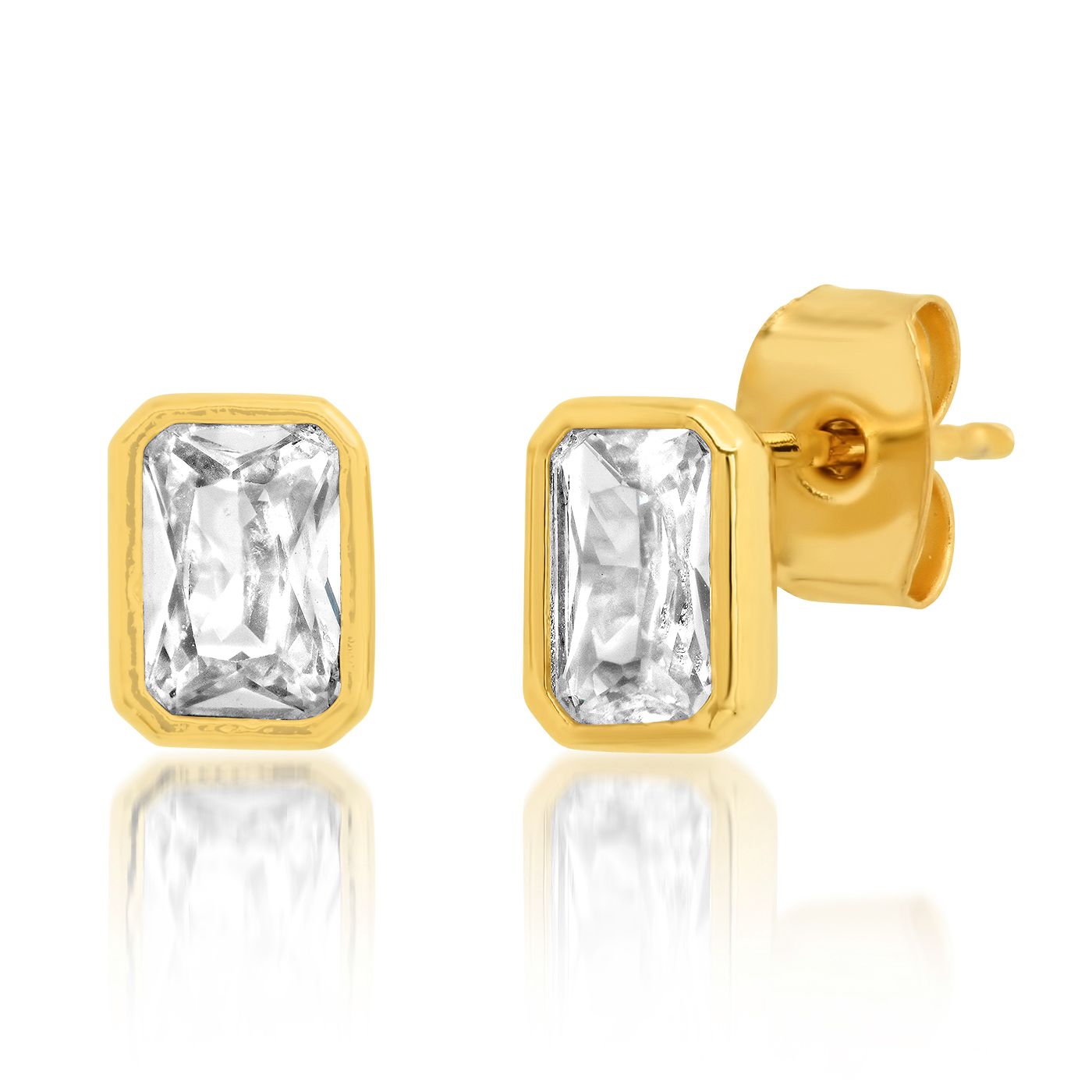 Tai trim RECTANGLE CZ Studs Gold