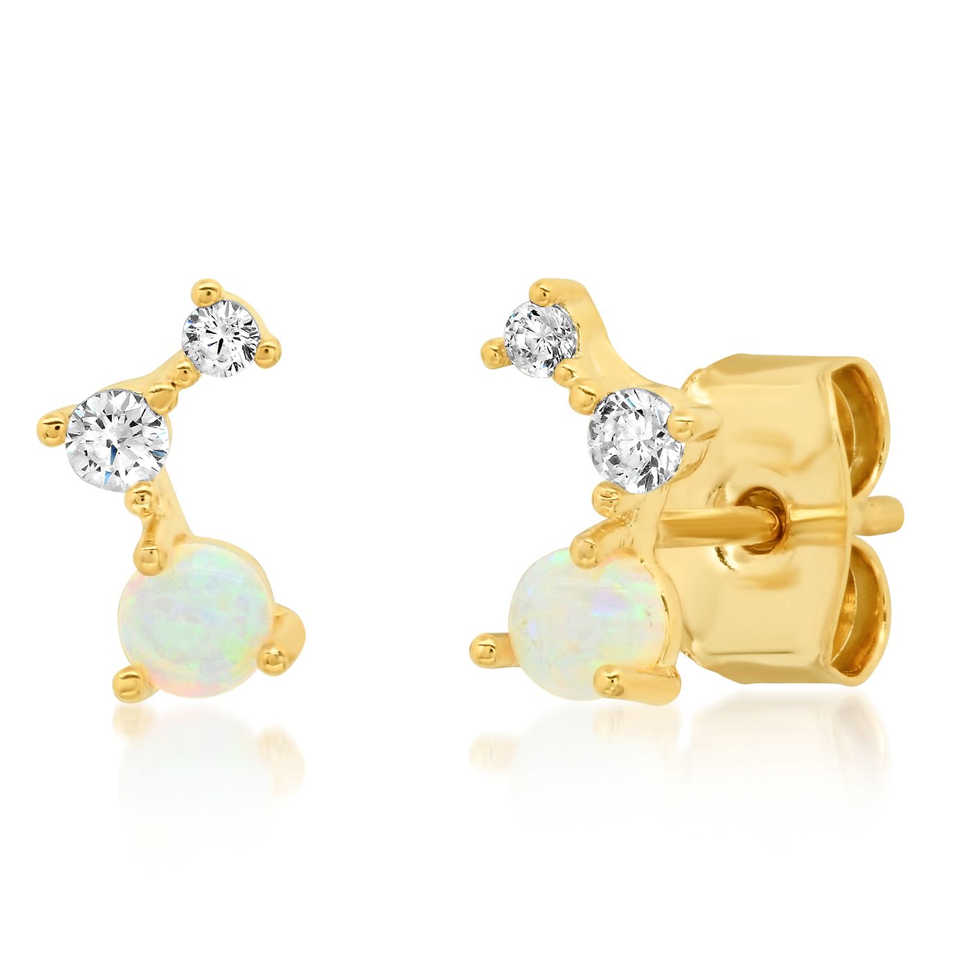 Tai CZ Studs with Opal Accents Opal