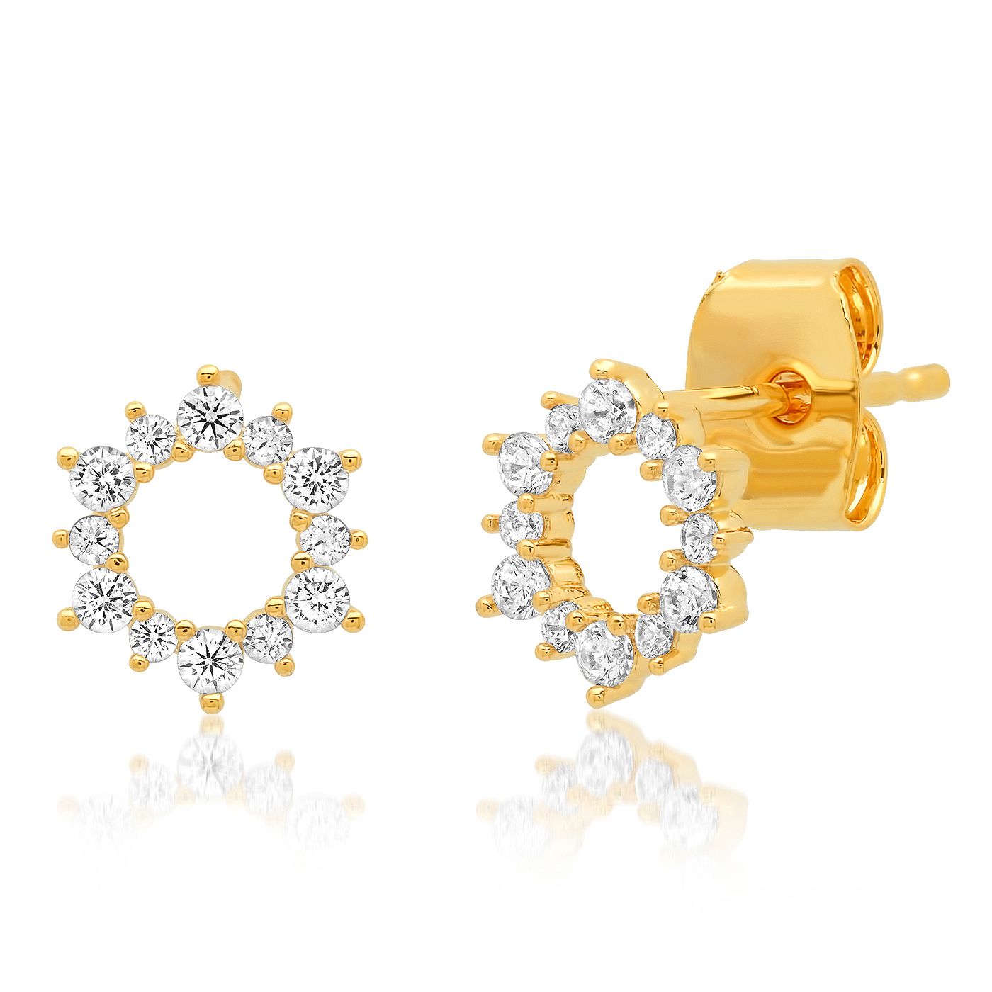 Tai Pave Open Flower Stud Gold
