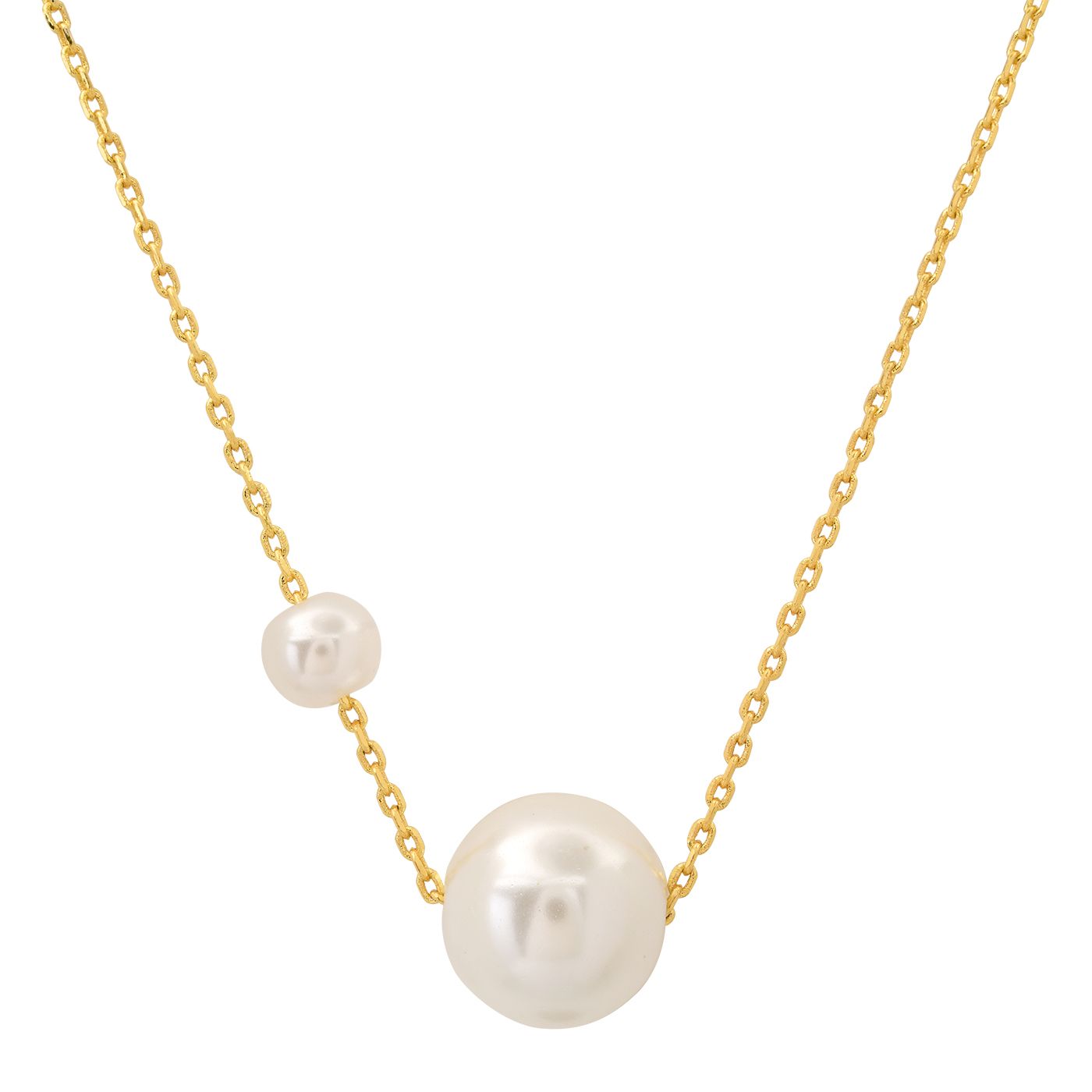 Tai Simple 2 Pearl S &amp; M slide Necklace Gold