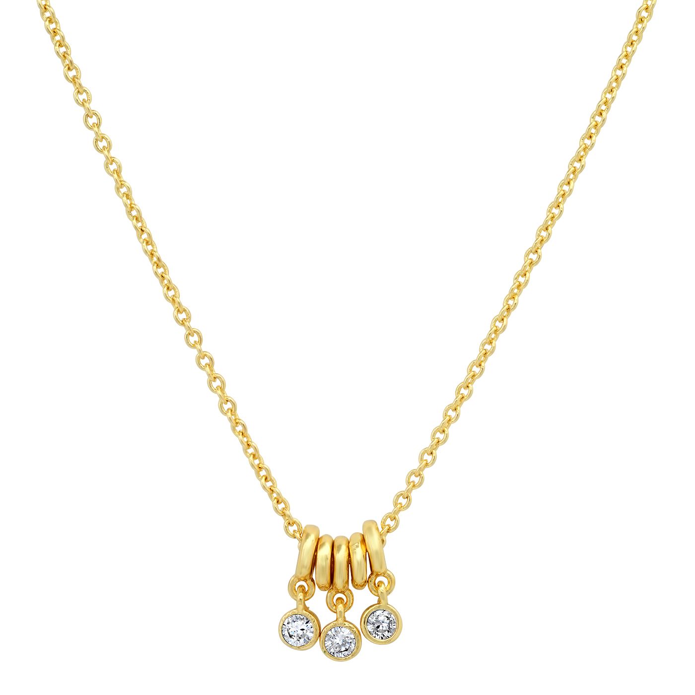 Tai Simple G Chain Necklace with Gold mini Rings and CZ Stone