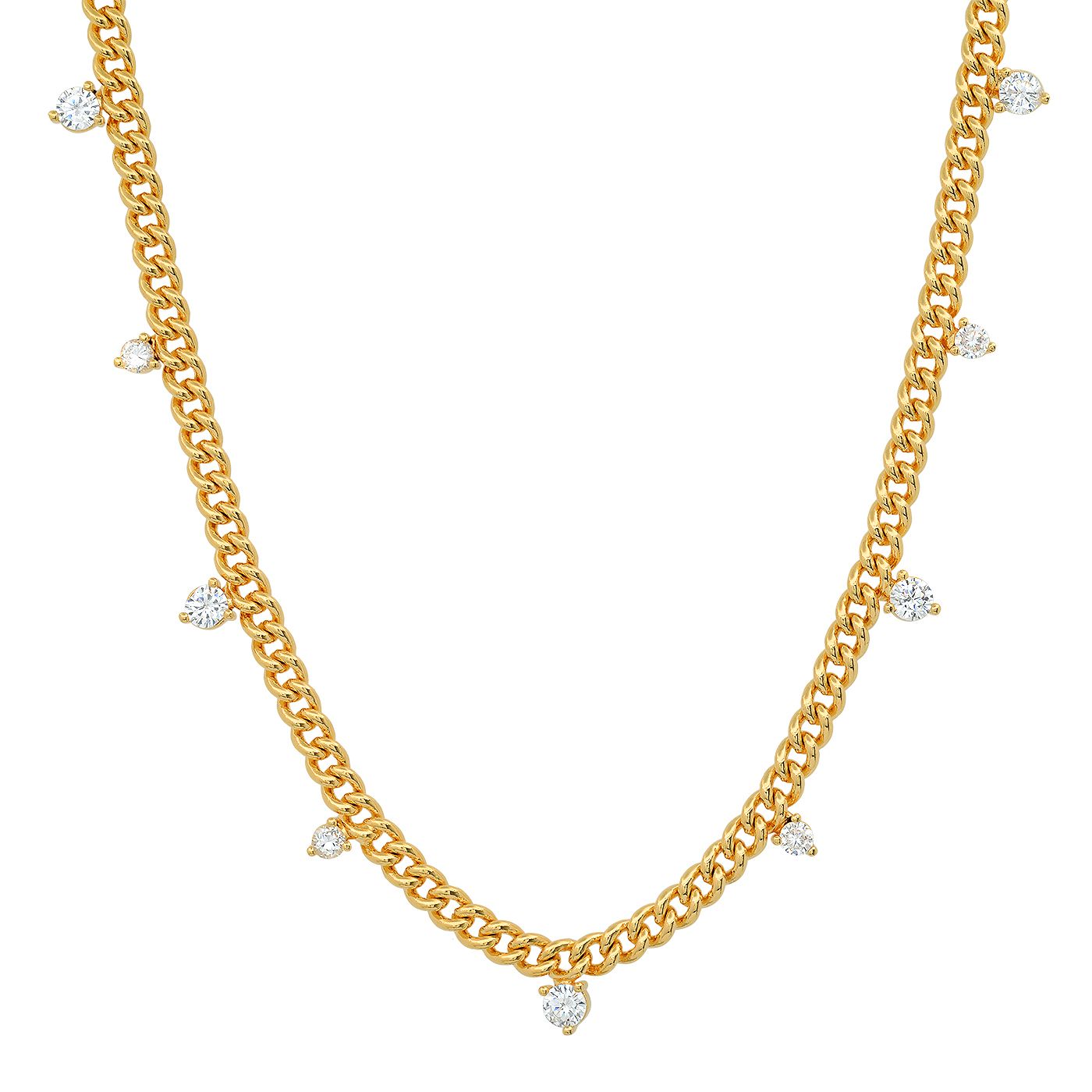 Tai Gold Simple Chain Necklace with Crystal diamonds
