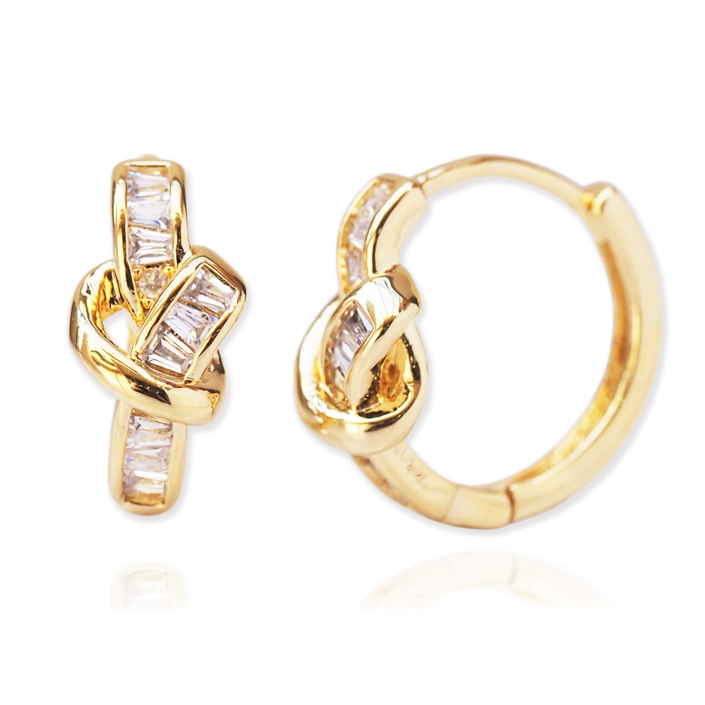 Tai Love knot baguette art deco huggie