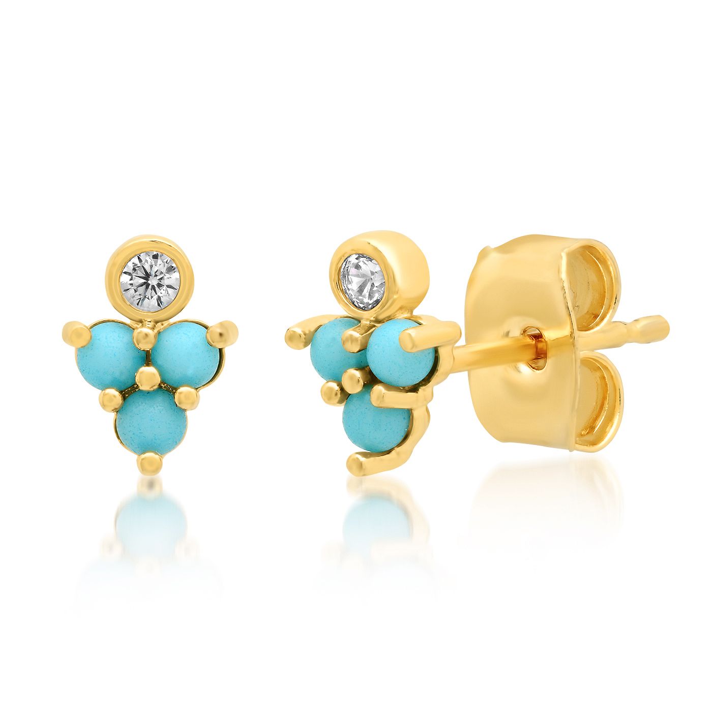Tai Turquoise Stud with Single CZ   Turquoise