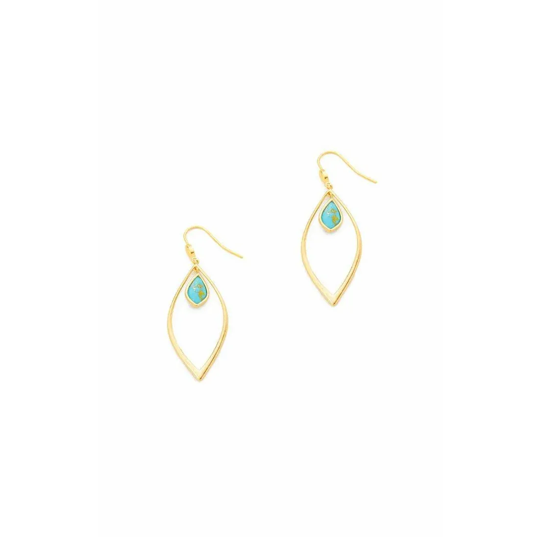 Tai Tear Shaped Hang Earring With Shaped Glass Turquoise