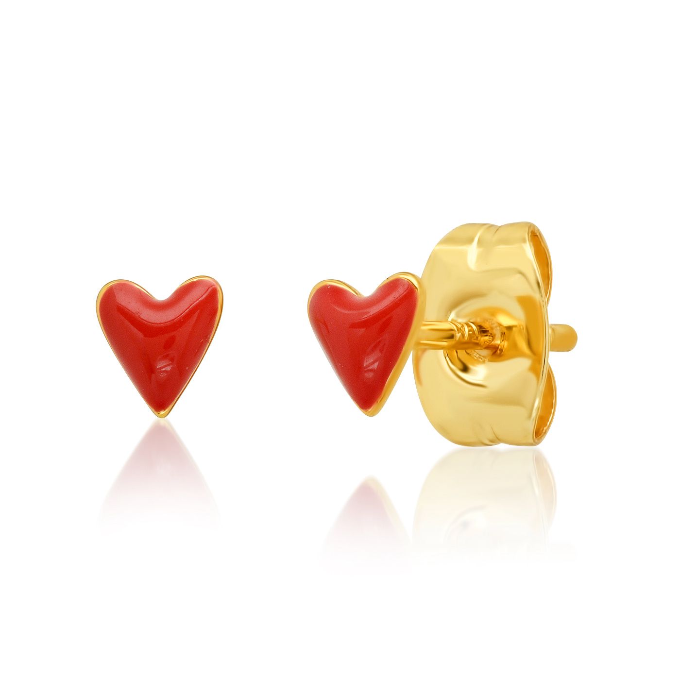 Tai Red Enamel Mini Heart Studs Red*