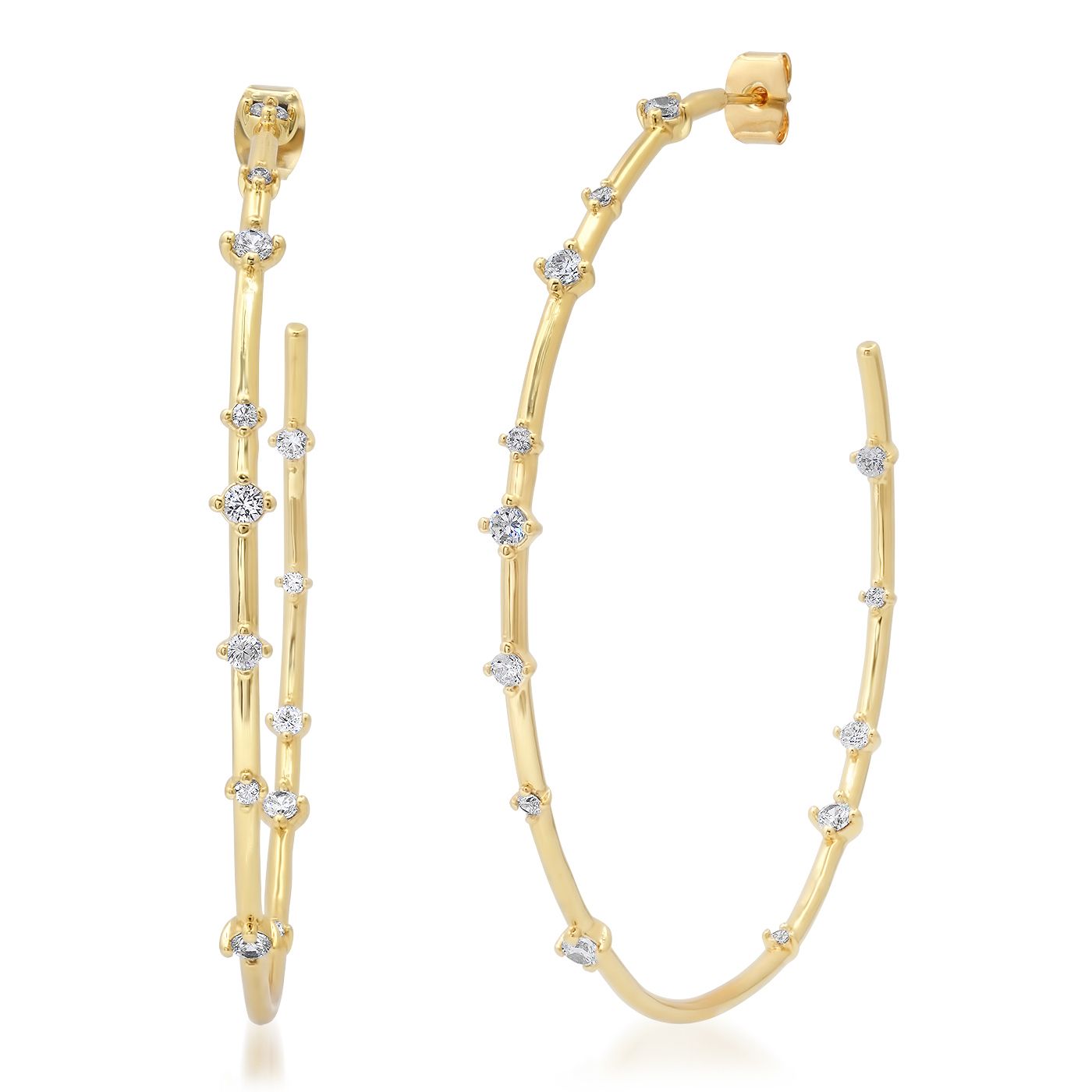 Tai Extra Large Gold Hoops with CZ Stations Gold