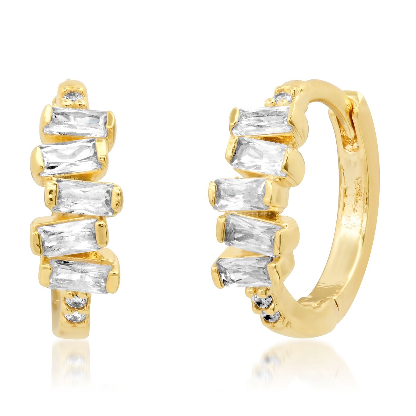 Tai Huggie with Bezel Set Pear Charm Clear