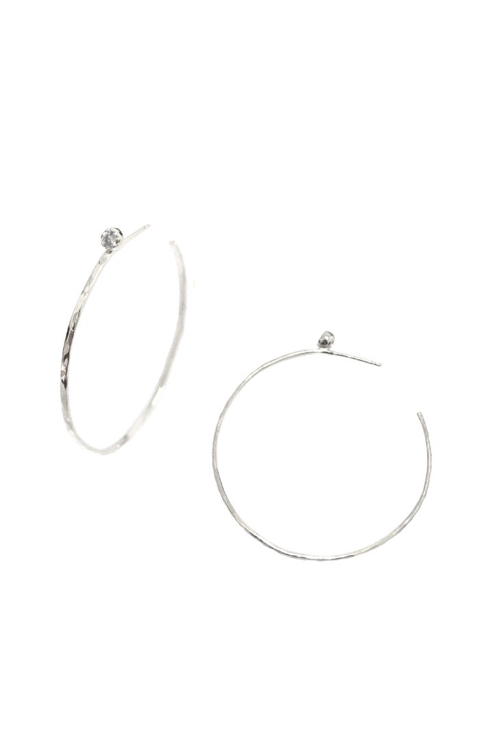 Tai Hand Hammered Large Hoop Earring Silver