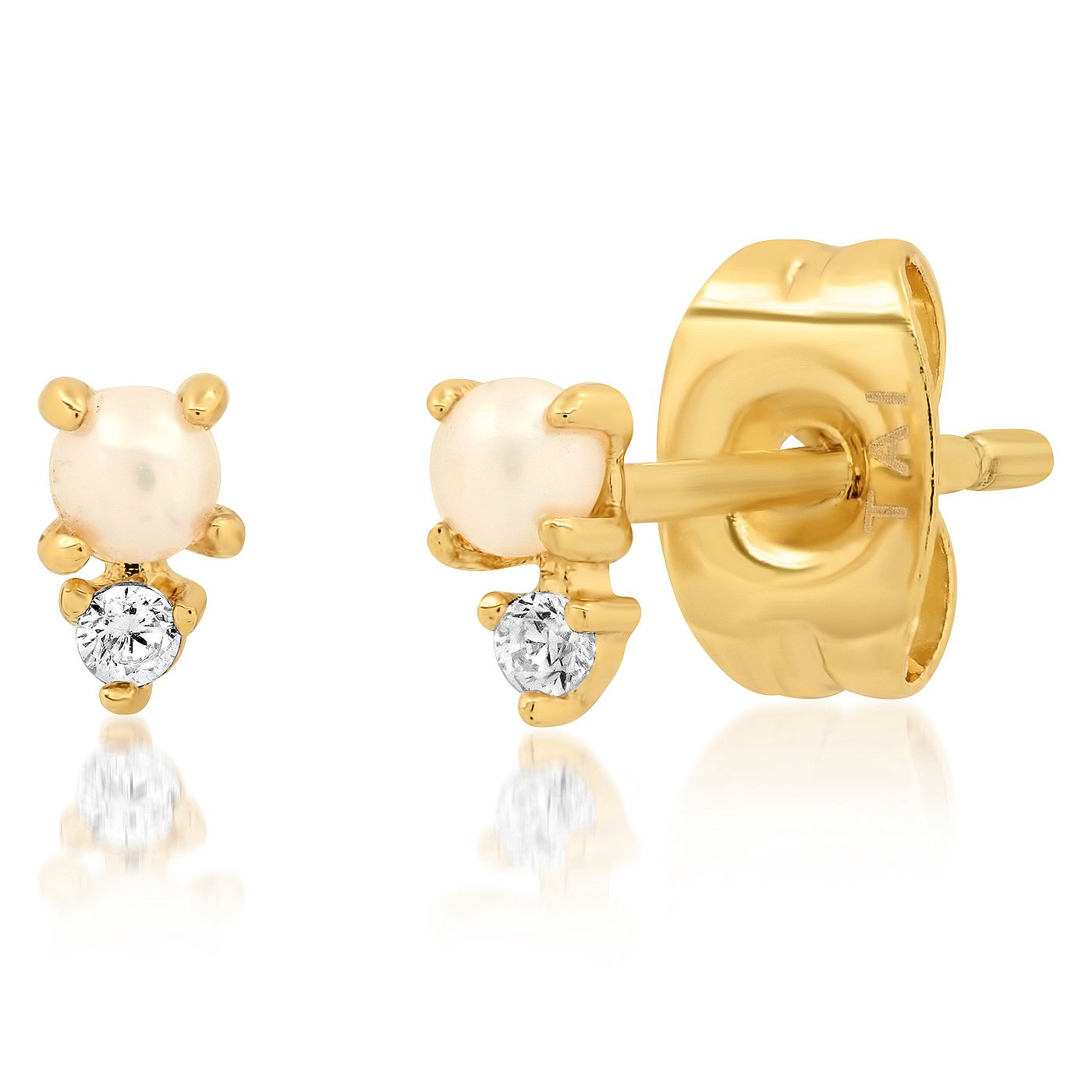 Tai Pearl and CZ Stud Gold