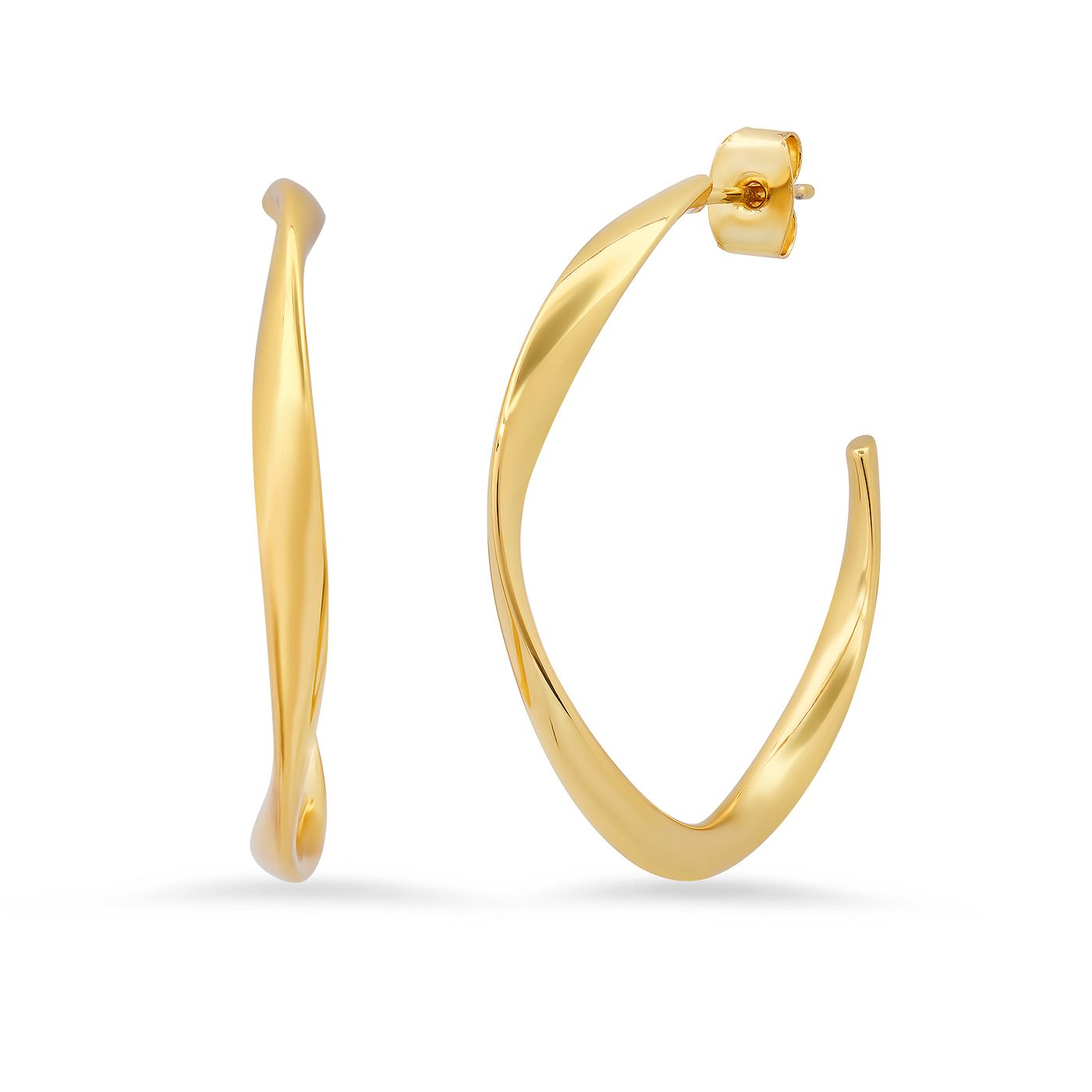 Tai Medium Gold Wavy Hoops Gold
