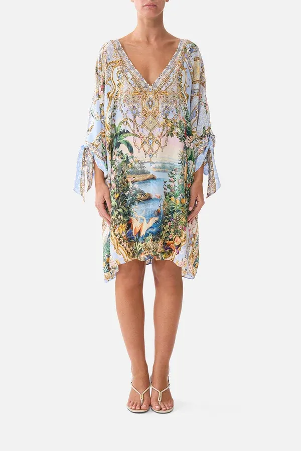CAMILLA TIE SLEEVE SHORT V NECK KAFTAN SISI SOCIETY