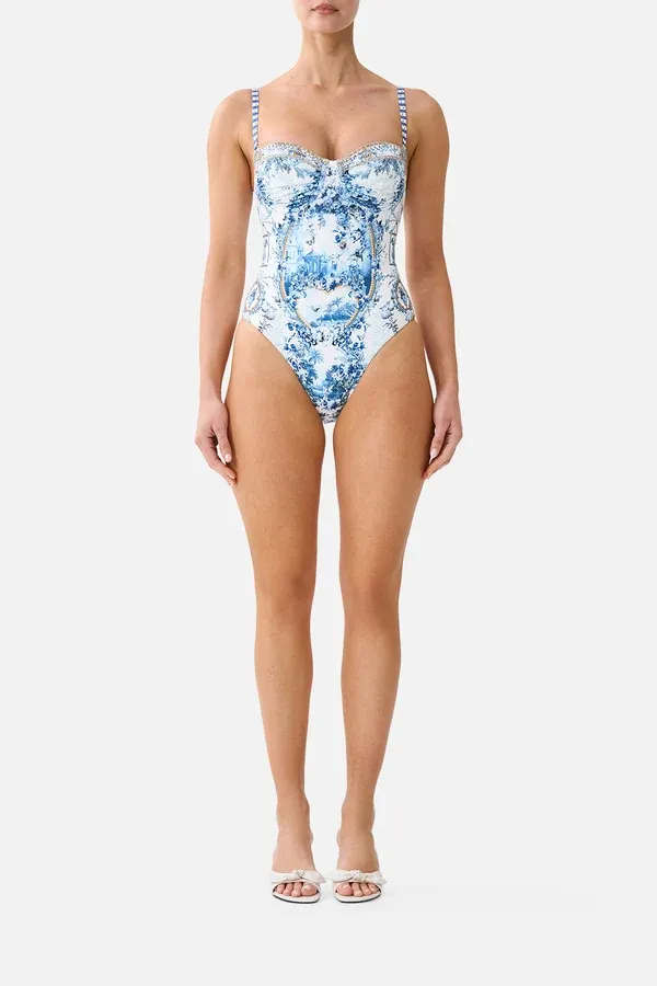 CAMILLA RUCHED CUP UNDERWIRE ONE PIECE THE PORCELAIN PARLOUR