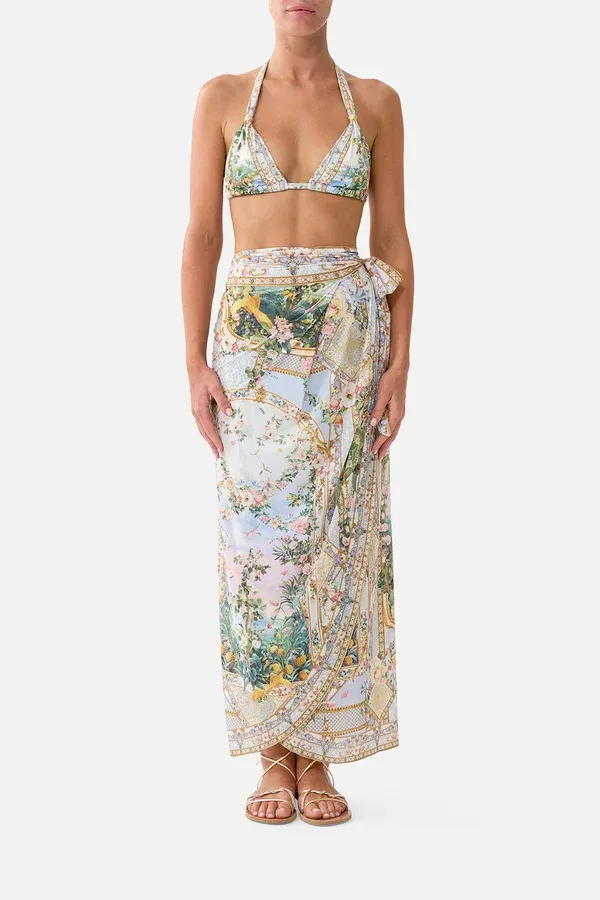 CAMILLA DRAPED WRAP MAXI SARONG W TIE WAIST SISI SOCIETY