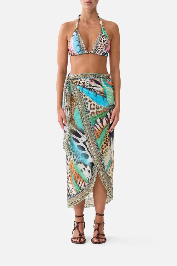 CAMILLA EYELET WRAP LONG SARONG W TIE WAIST BUTTERFLY BOHEMIA