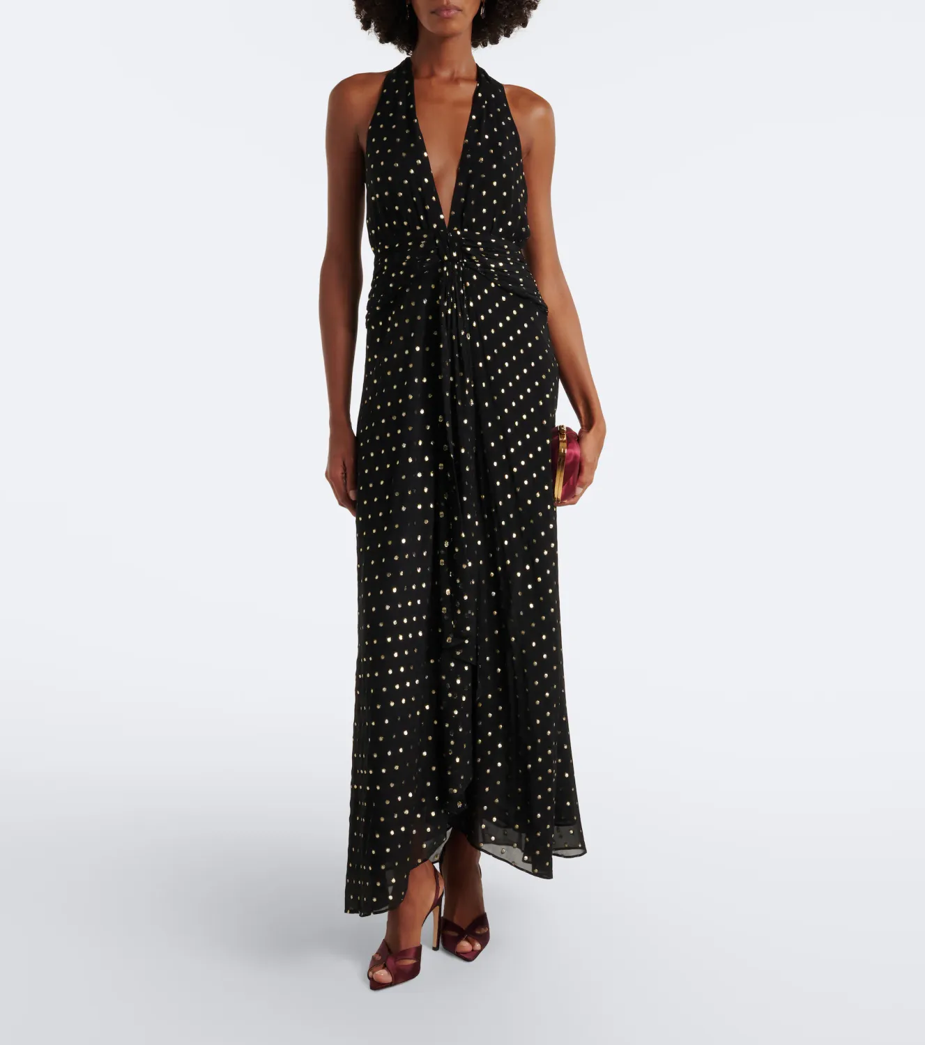 Rixo Alaina Dress Gold Spot Black
