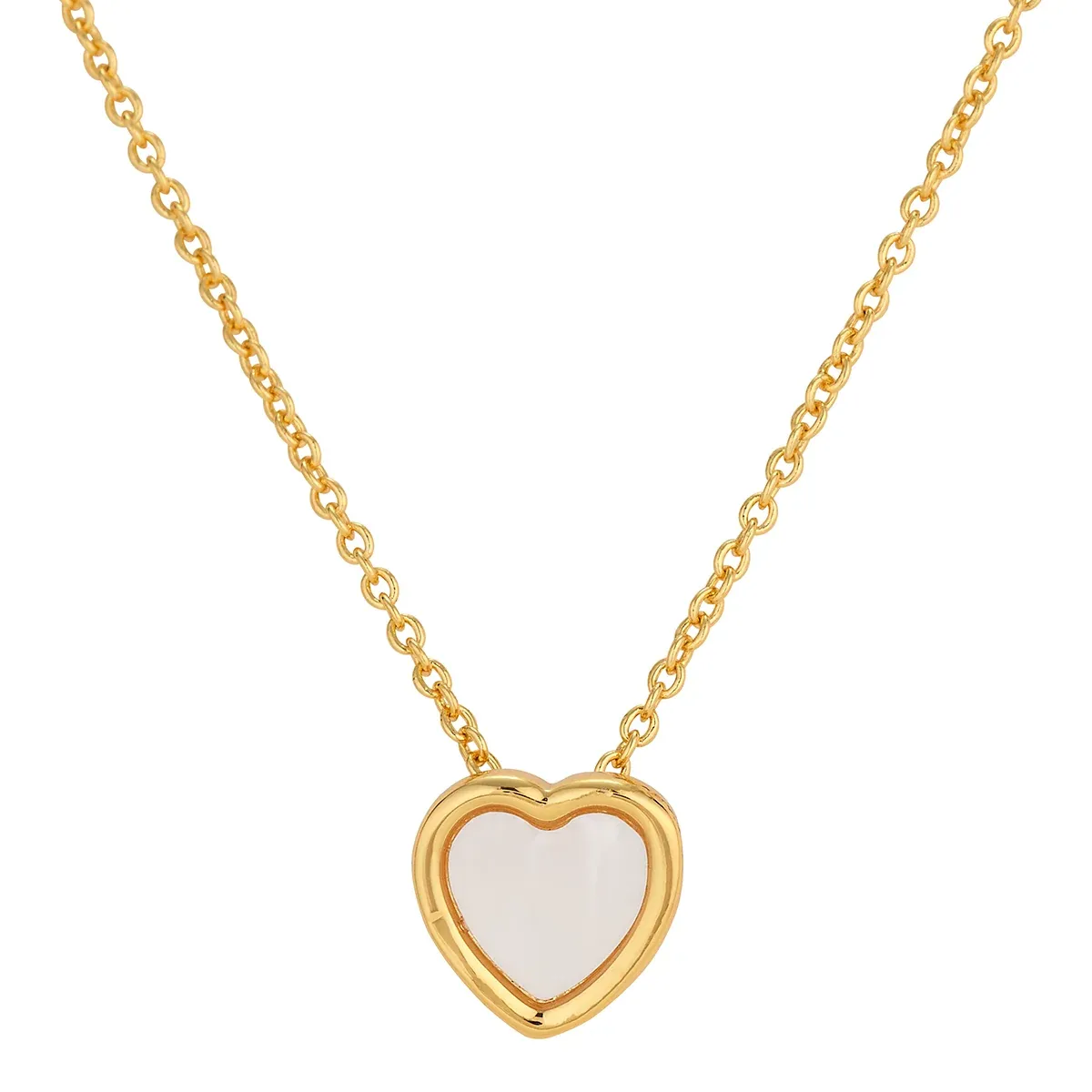 ASHA PETITE HEART STATION NECKLACE- MOP- 14K