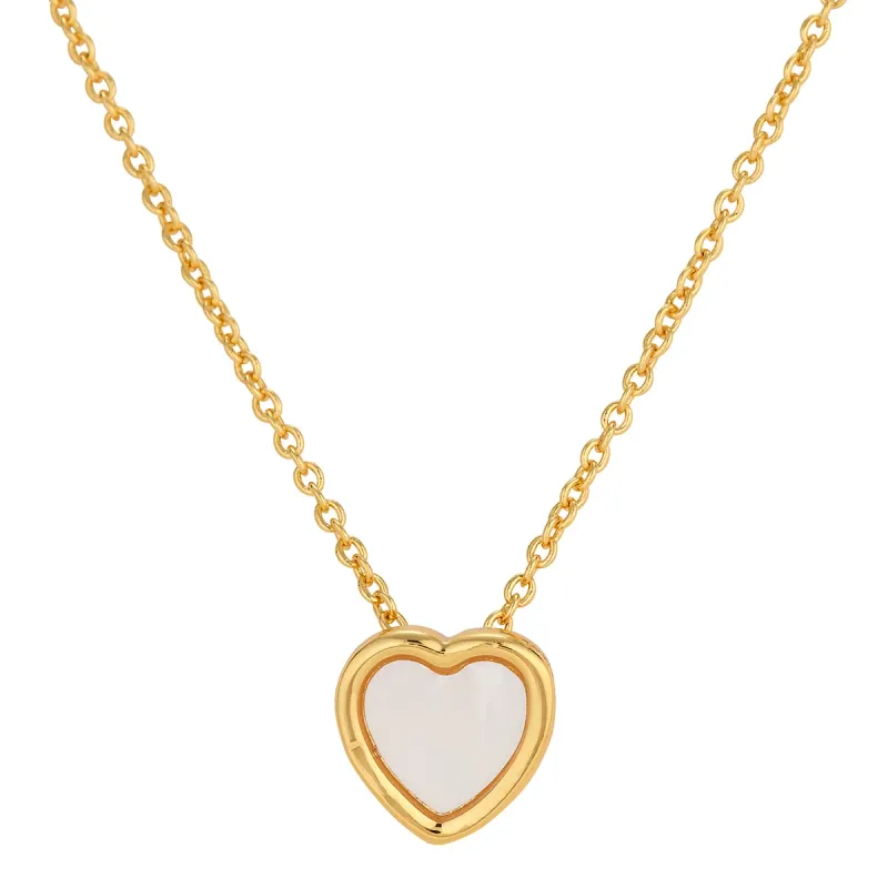 ASHA PETITE HEART STATION NECKLACE- MOP- 14K
