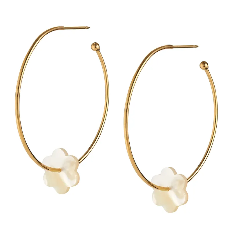 ASHA FLOWER HOOP- LA- MOP- 14K
