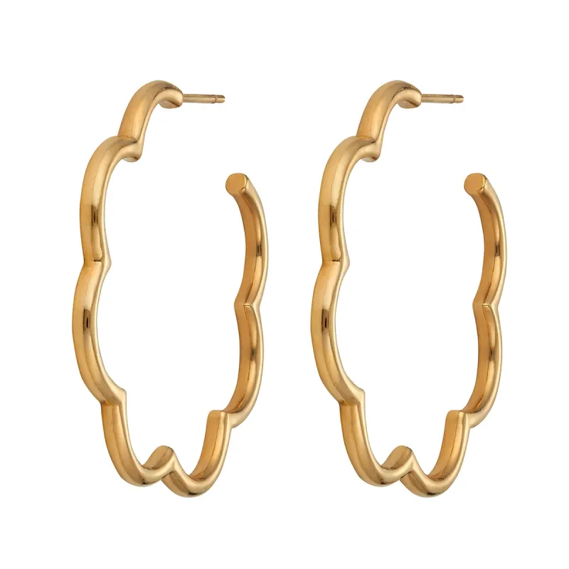 ASHA SCALLOP HOOP- 36MM- 14K