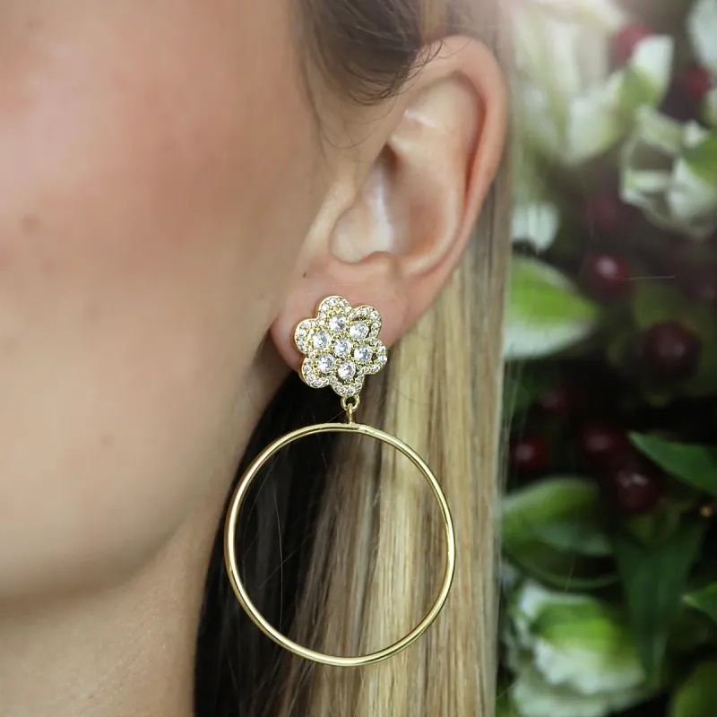 ASHA DELPHINE PAVE HOOP-YG- 14K