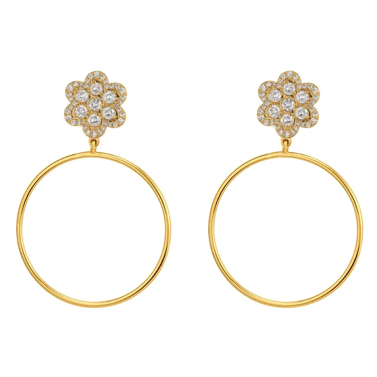 ASHA DELPHINE PAVE HOOP-YG- 14K