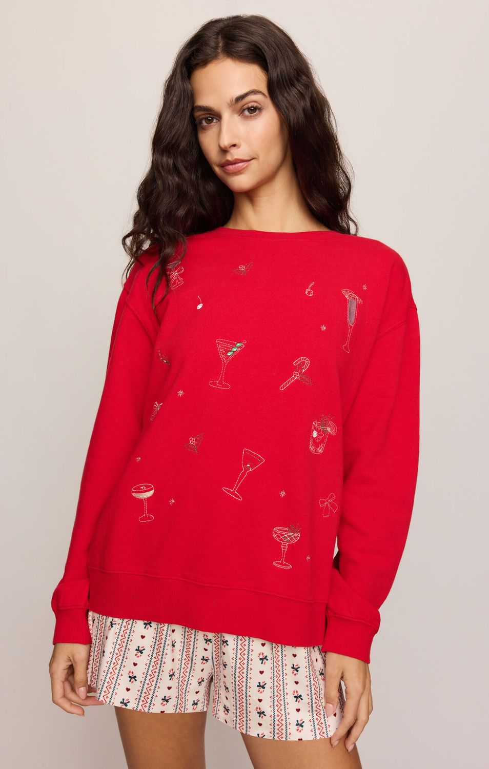 Z Supply Holiday Cheer Sweatshirt Ruby Red