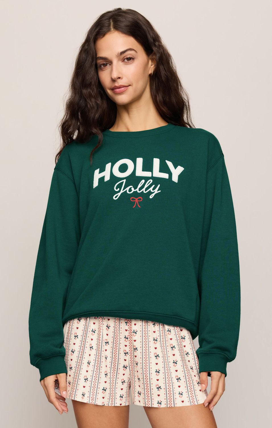 Z Supply Holiday Sweatshirt Velvet Green