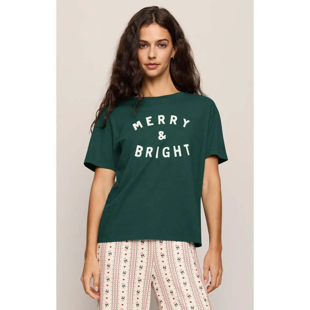 Z Supply Very Merry Boyfriend Tee Velvet Green