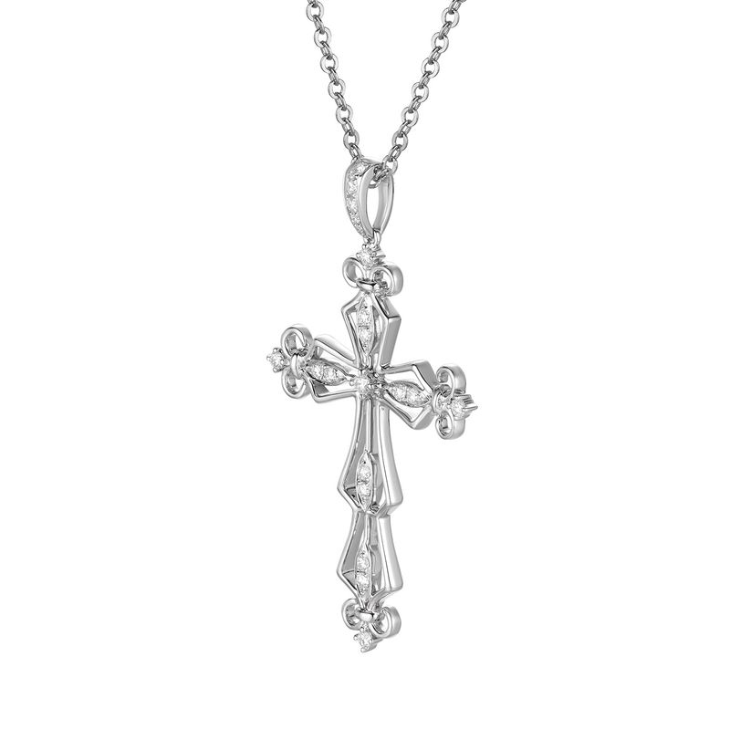 14K White/Yellow Gold Cross Natural Diamond  Pendant MZ71186 Natural Diamond