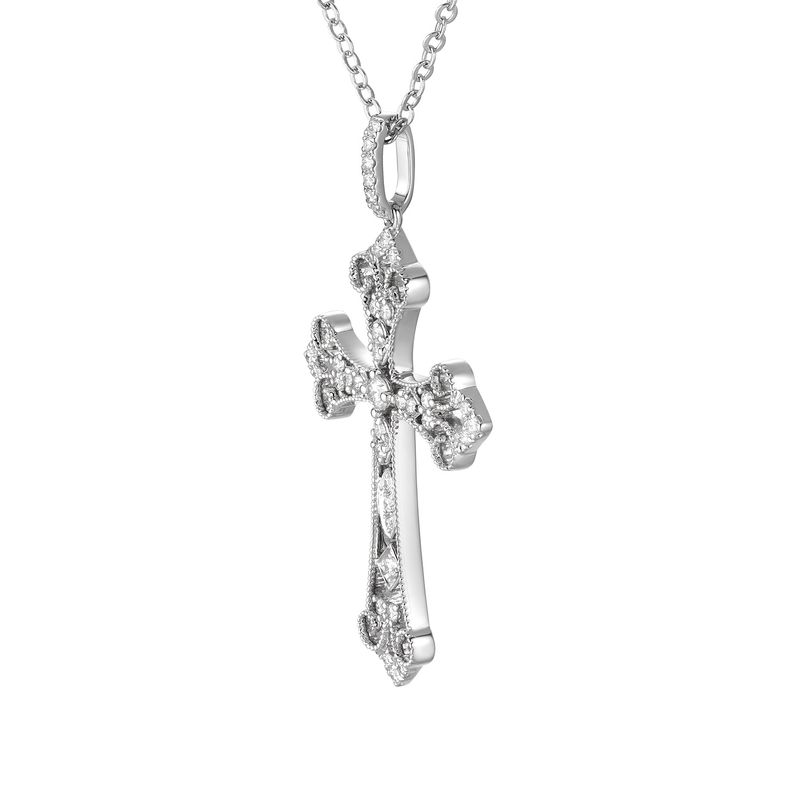 14K White/Yellow Gold Cross Natural Diamond  Pendant MZ71187
