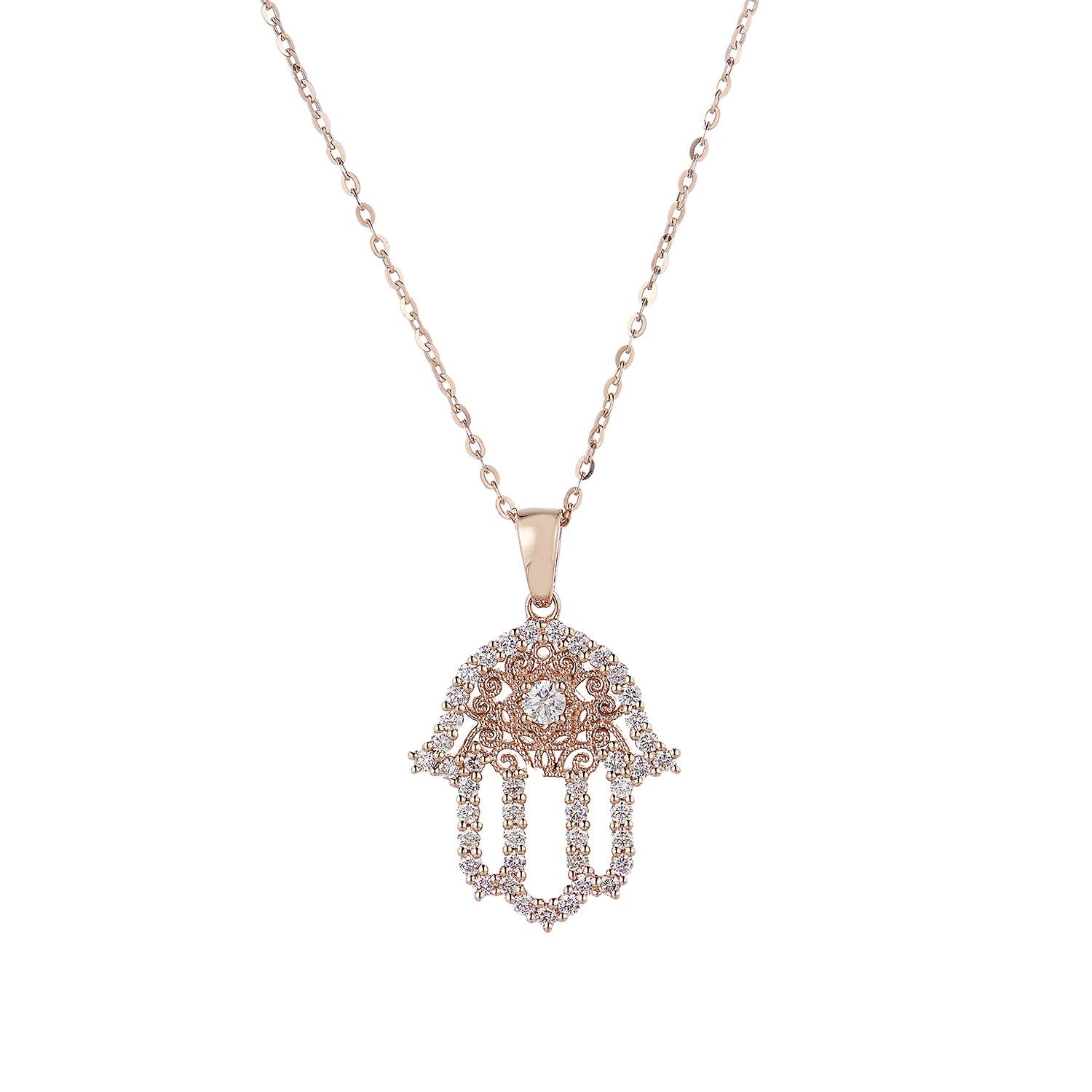 MZ61718 14K Rose Gold Round Natural Diamond  Pendant Natural Diamond