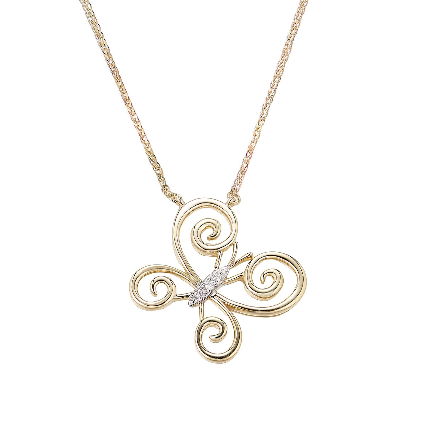 14K White/Yellow Gold Natural Diamond  Pendant Necklace MZ71852, Colour: Yellow