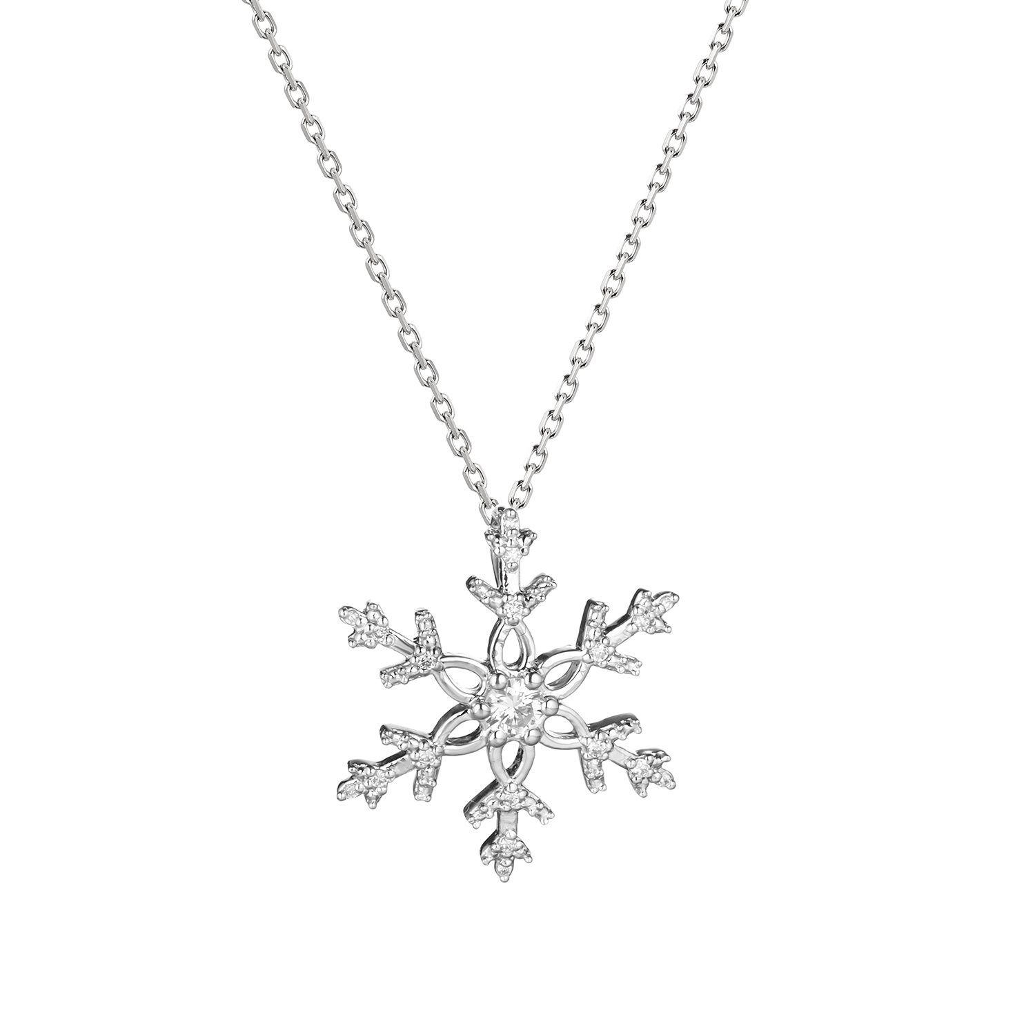 14K White Gold Round Natural Diamond  Snowflake pendant MZ7546 Natural Diamond
