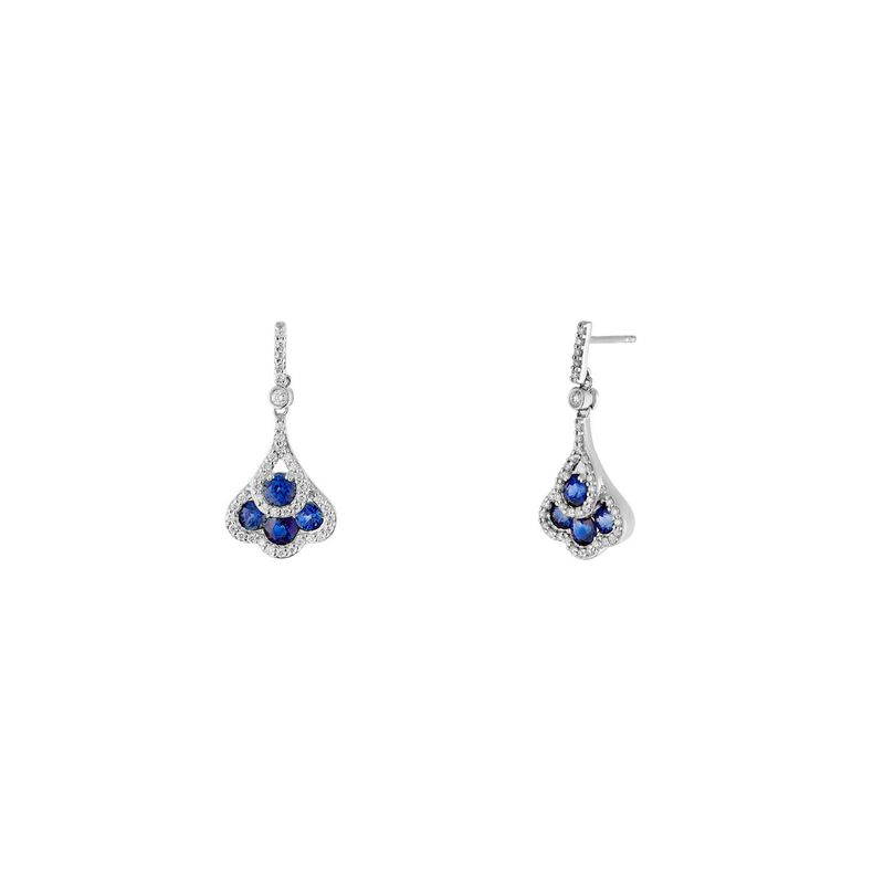 14K White/Yellow Gold Natural Sapphire Diamond  Stud Earrings MZ9425